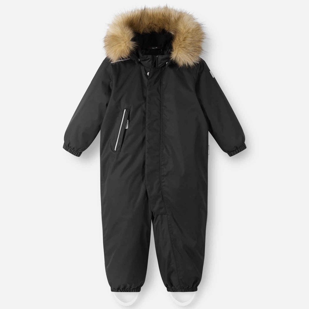 REIMA Gotland Black Snowsuit with Faux Fur Hood Toddler 3T LIKE NEW Reimatec